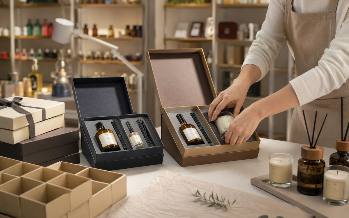 Private label fragrance gift set assembly