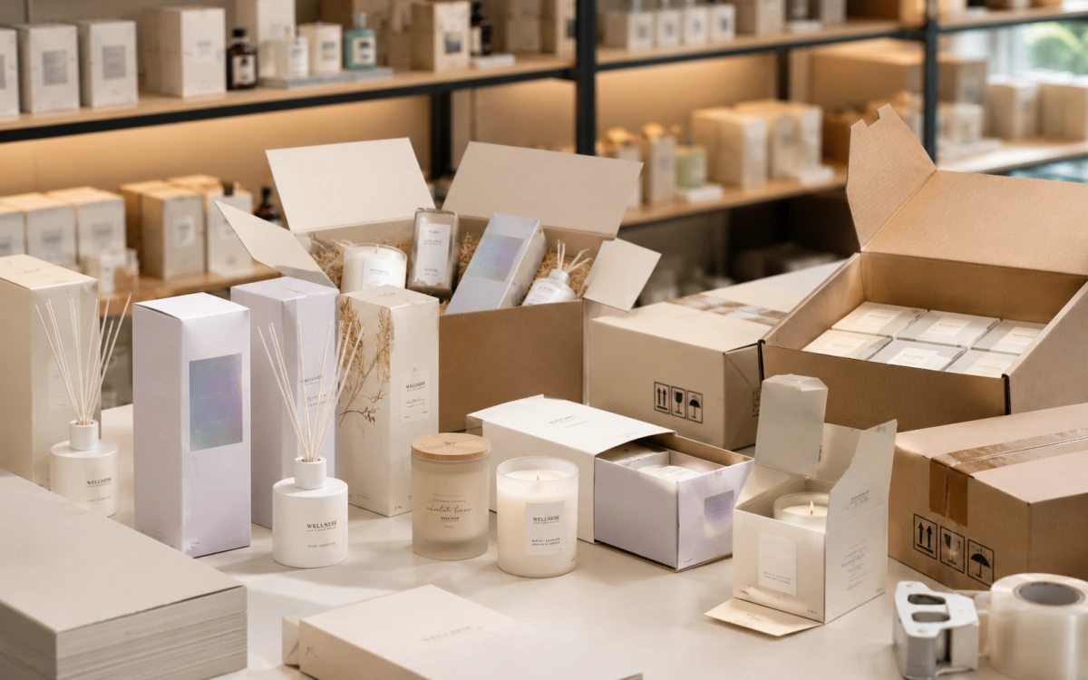 Custom outer packaging for home fragrance products