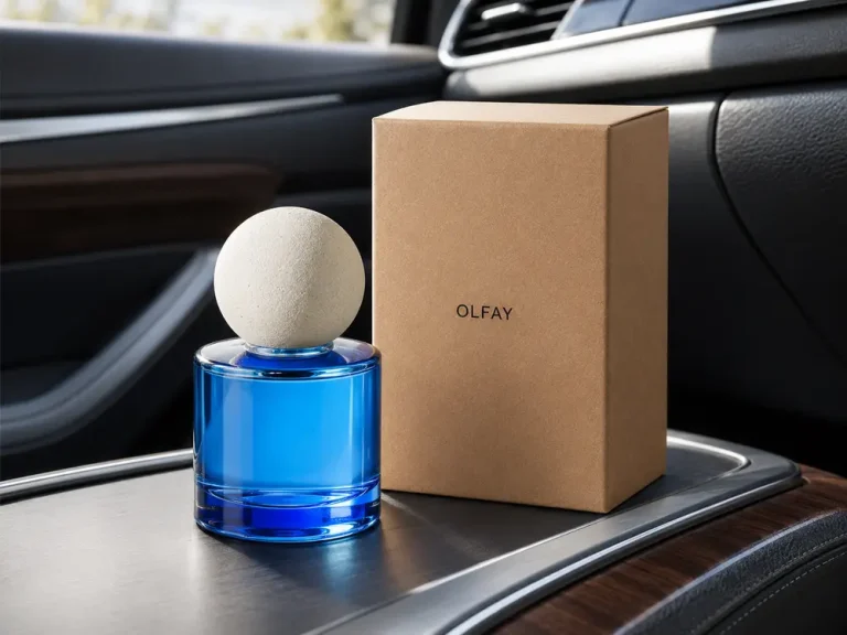 Wholesale blue diatomite car aroma diffuser with porous ceramic ball and gift box for private label manufacturing