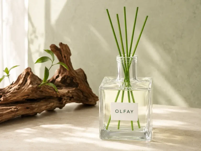 Wholesale 500ml large square glass reed diffuser with green reeds for private label fragrance manufacturing