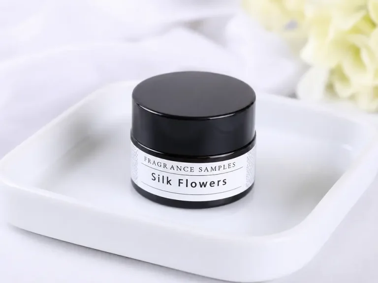 Wholesale Silk Flowers fragrance sample jar with black lid for private label scent testing