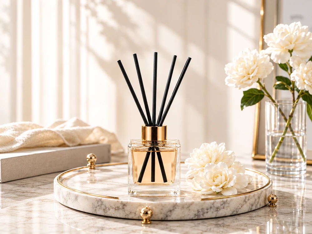 100 ml Square Reed Diffuser with Gold-Tone Collar