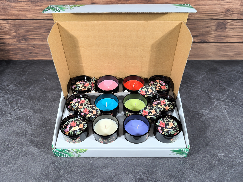 12-Piece Black Glass Candle Gift Set