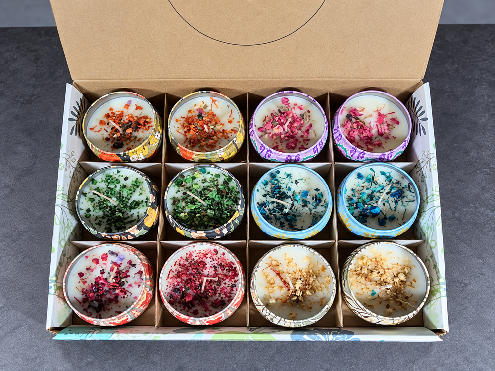 12-Piece Large Botanical Tin Candle Set
