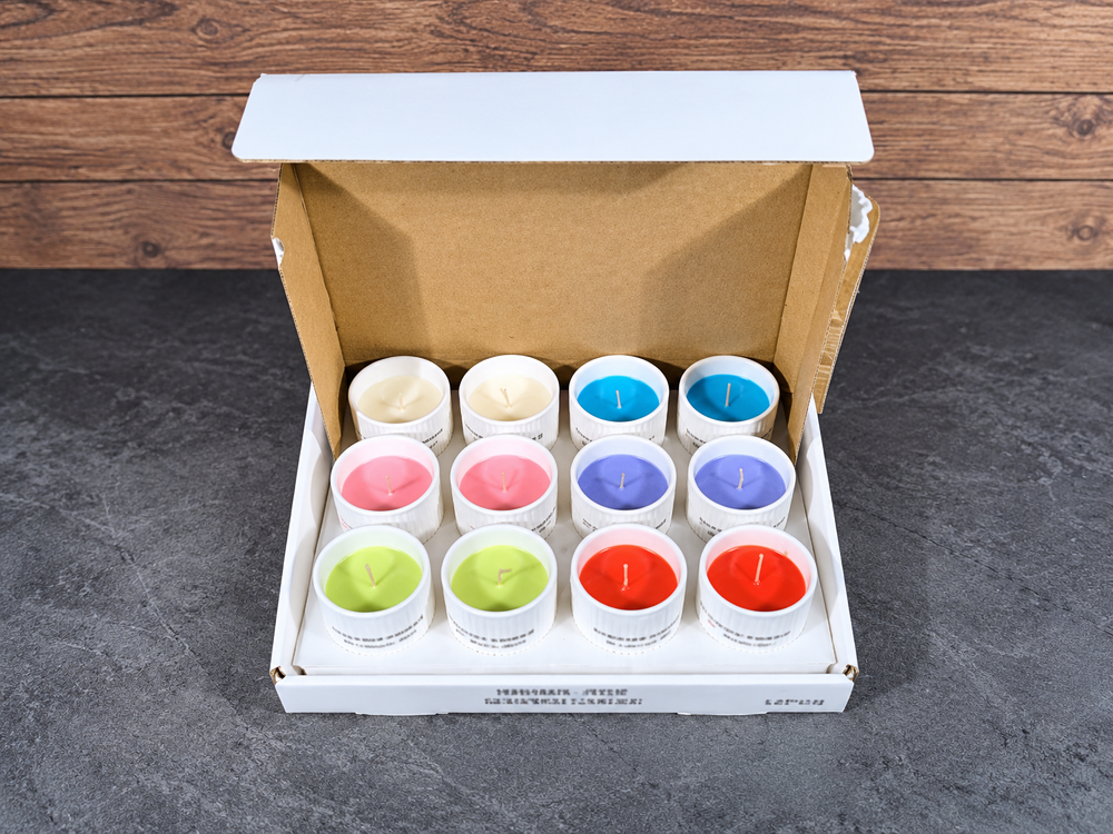 12-Piece Ribbed Ceramic Candle Gift Set