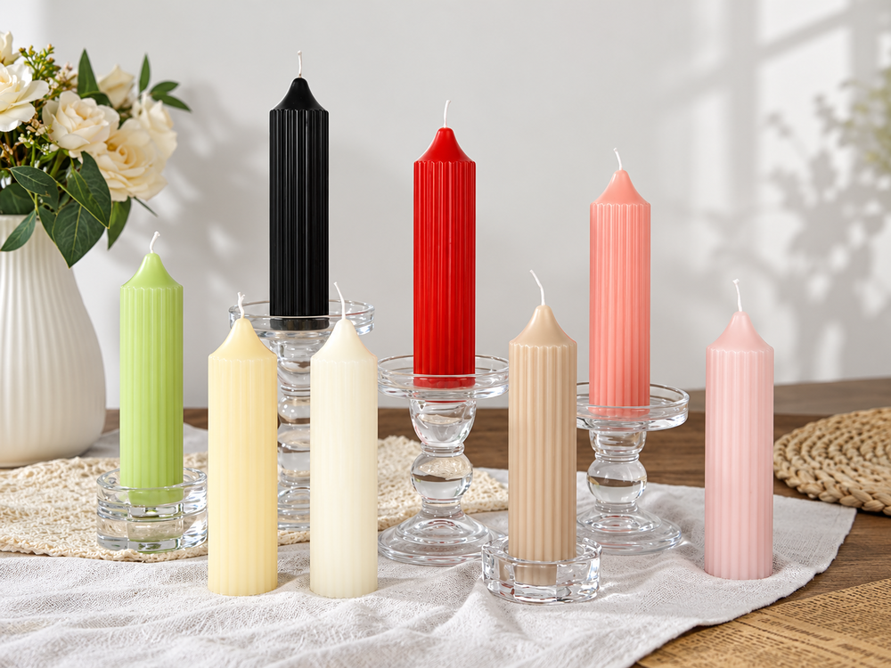 15 cm Fluted Pencil Pillar Candles, 2-Pack