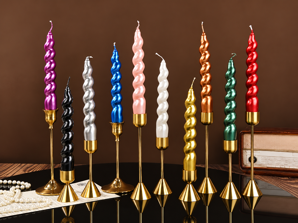 18 cm Metallic Sculpted Twist Candles, 4-Pack