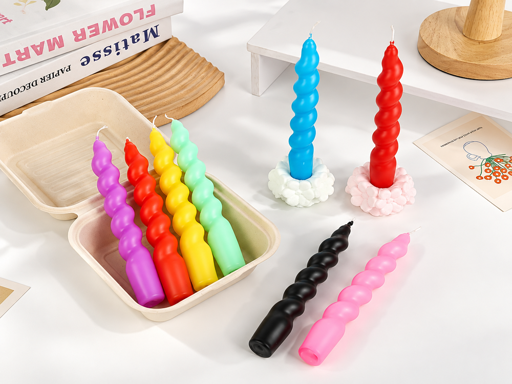 18 cm Sculpted Twist Candles, 4-Pack