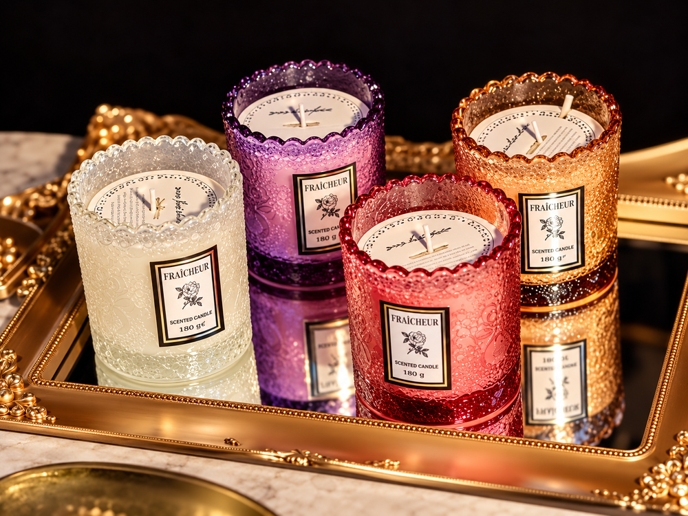 180 g Lace-Embossed Glass Candle