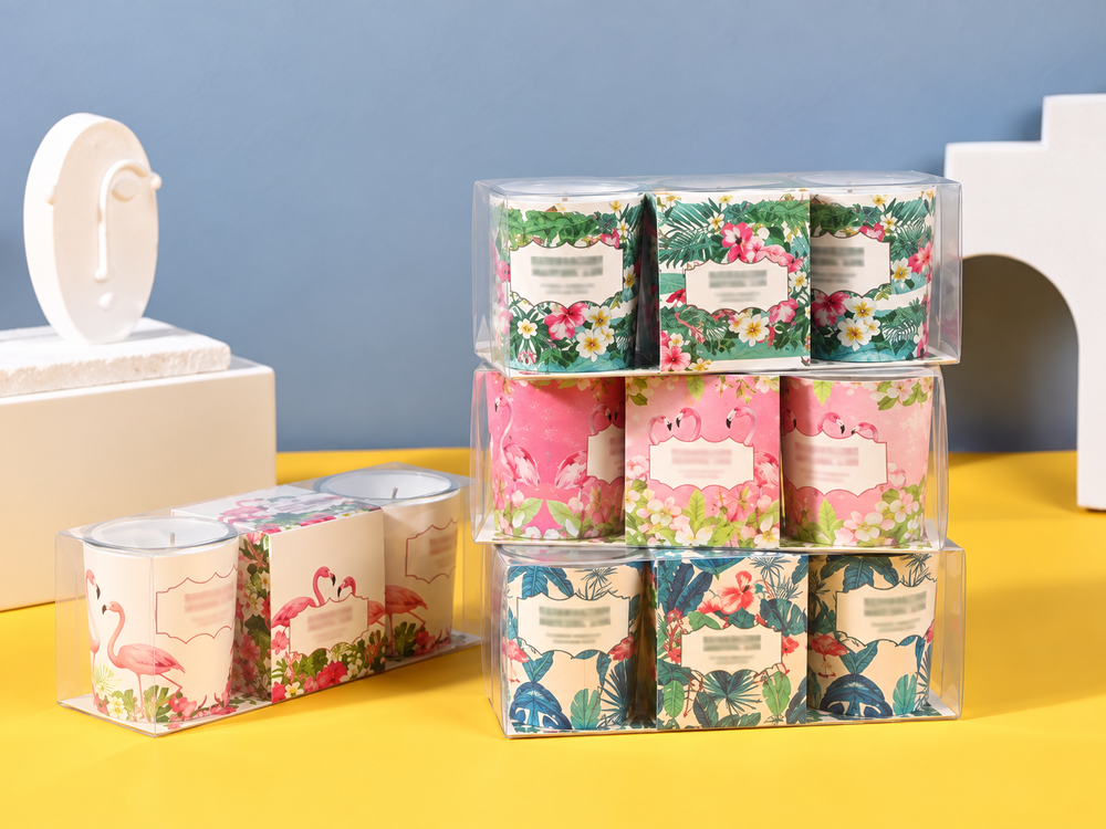 2-Piece Flamingo Glass Candle Set