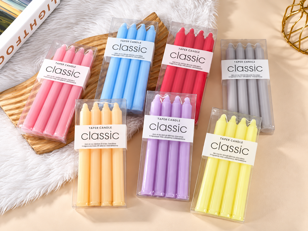 20 cm Colored Fluted Candles, 4-Pack
