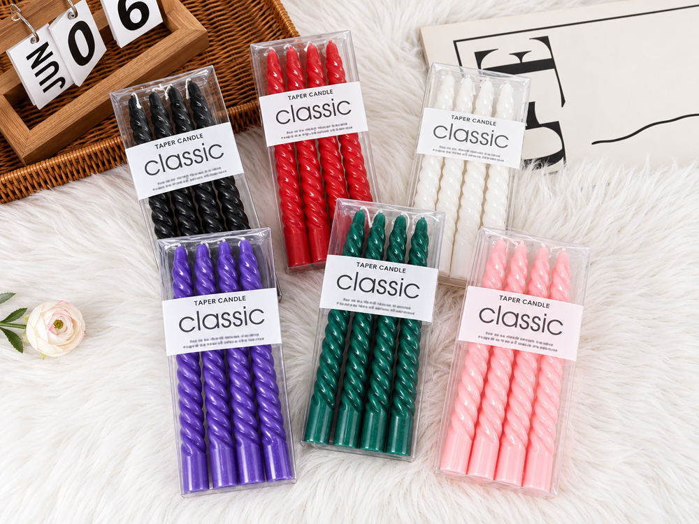 20 cm Colored Spiral Candles, 4-Pack
