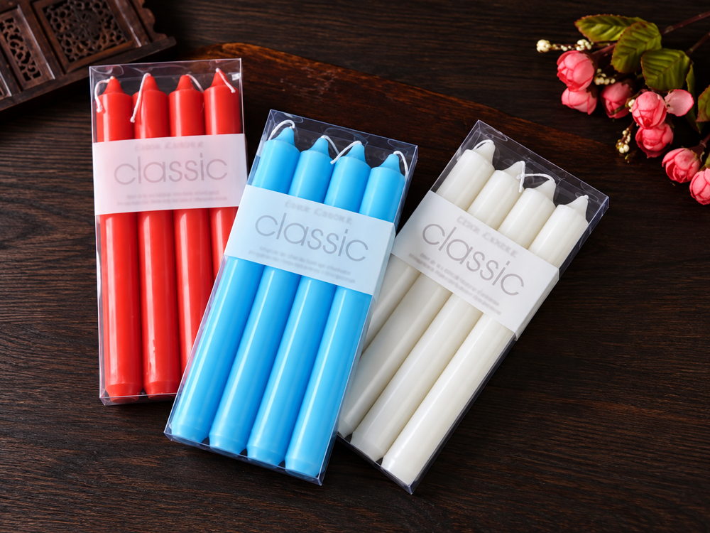 20 cm Colored Straight Candles, 4-Pack
