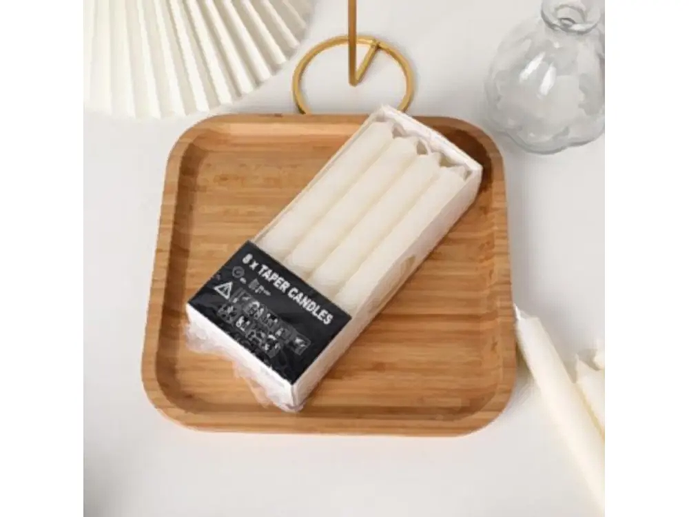 20 cm Fluted White Candles, 8-Pack