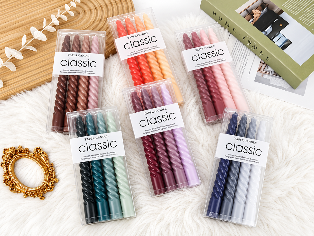 20 cm Gradient Spiral Candles, 4-Pack