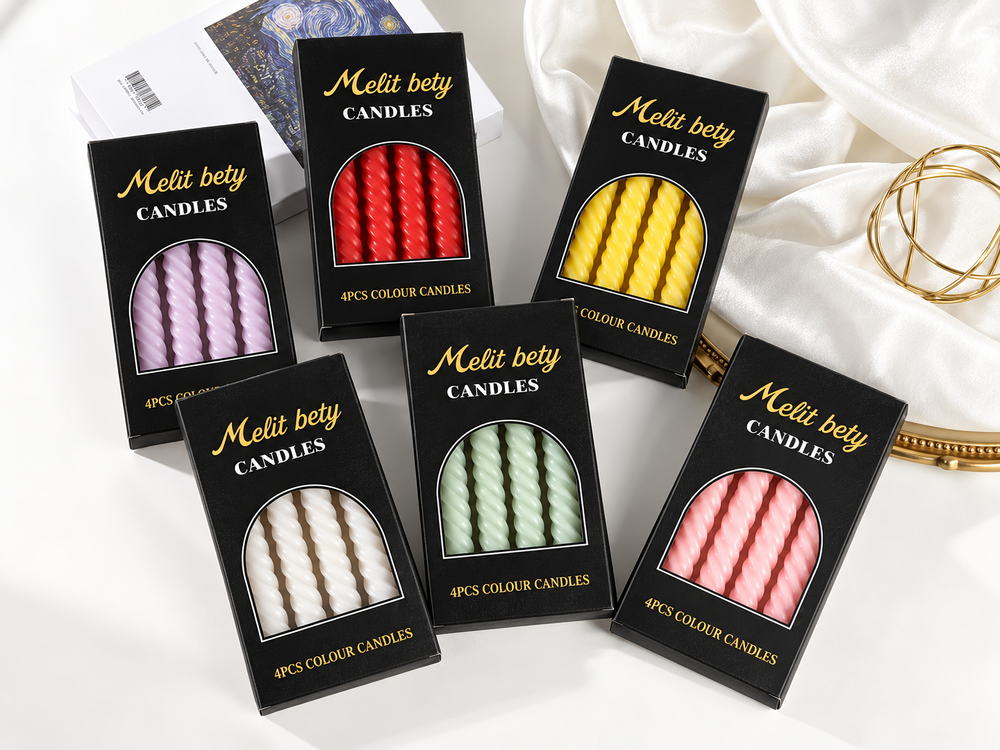 20 cm Jewel-Tone Spiral Candles, Boxed