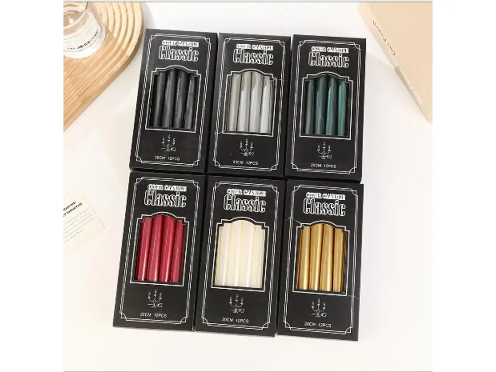 20 cm Metallic Taper Candles, 12-Pack