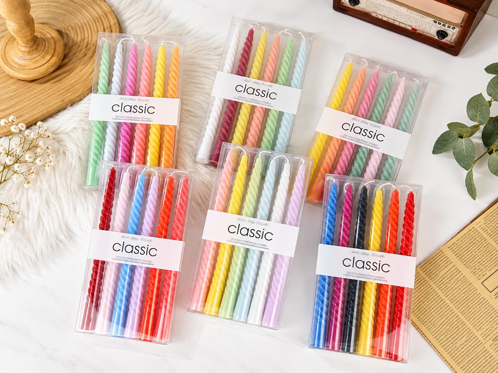 25 cm Bright Spiral Candles, 6-Pack