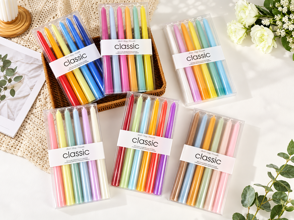 25 cm Bright Taper Candles, 6-Pack