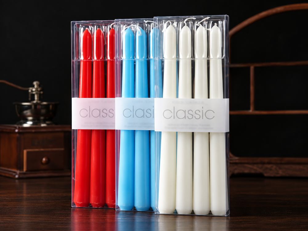 25 cm Colored Taper Candles, 4-Pack
