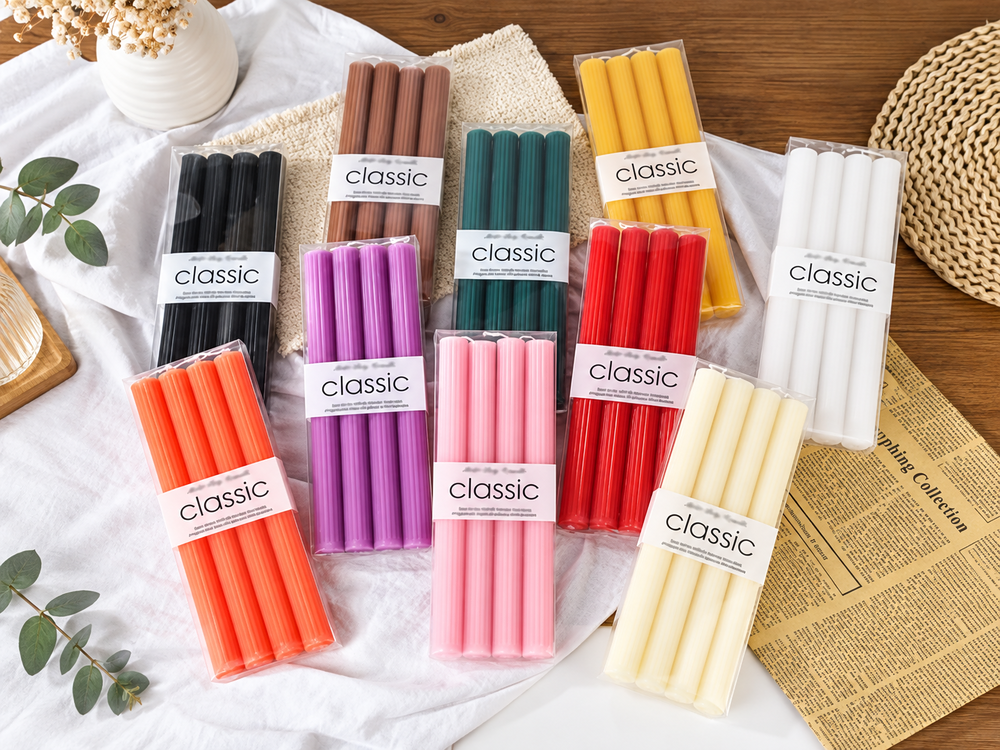 25 cm Flat-Top Fluted Candles, 4-Pack