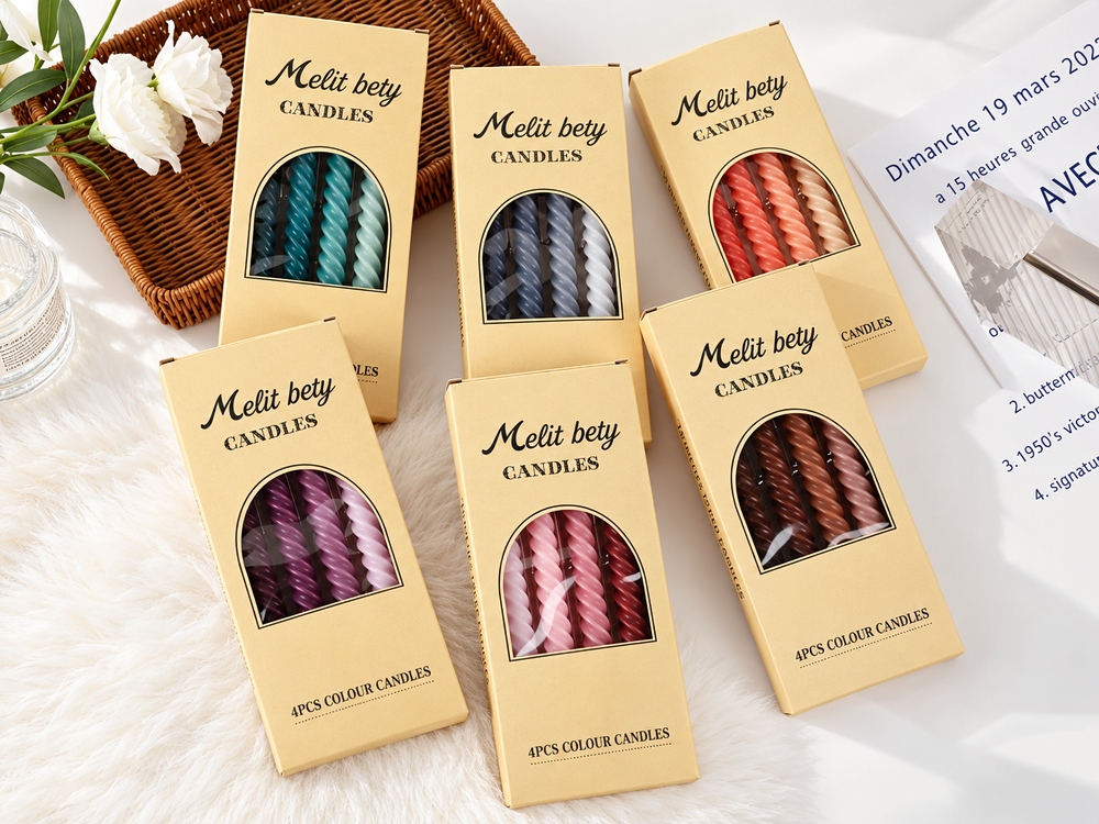 25 cm Gradient Spiral Candles, 4-Pack