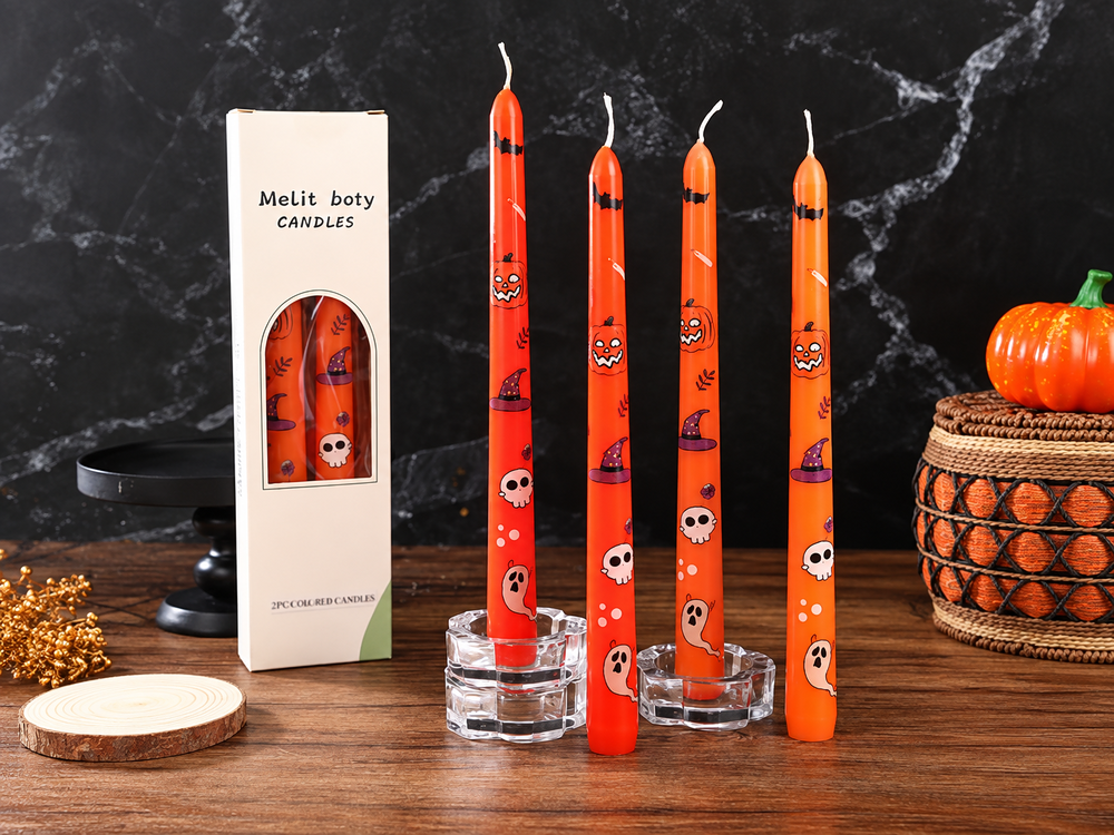 25 cm Halloween Printed Taper Candles, 2-Pack
