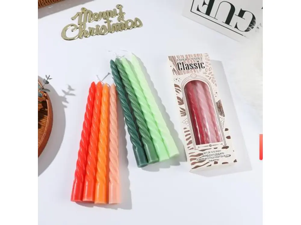 25 cm Muted-Color Twist Candles, 4-Pack