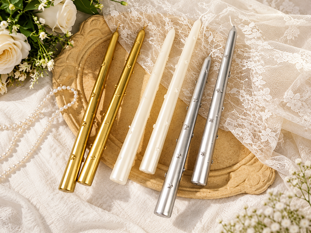 25 cm Star and Moon Taper Candles, 2-Pack