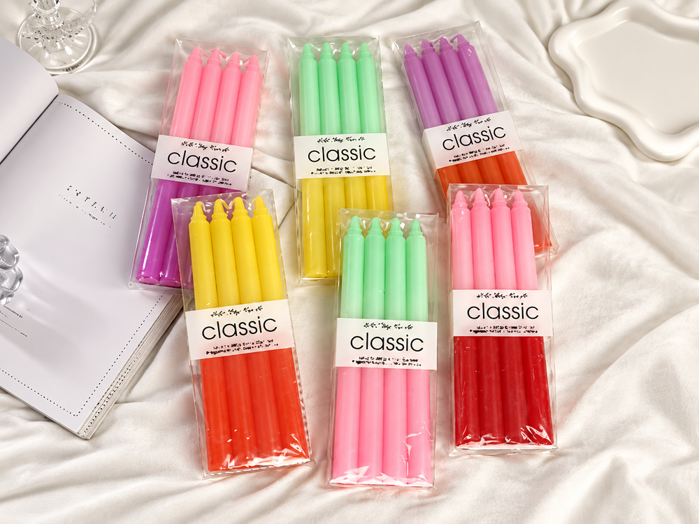 25 cm Three-Tone Fluted Candles, 4-Pack