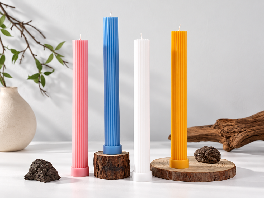 27 cm Wide Fluted Dinner Candles, 2-Pack