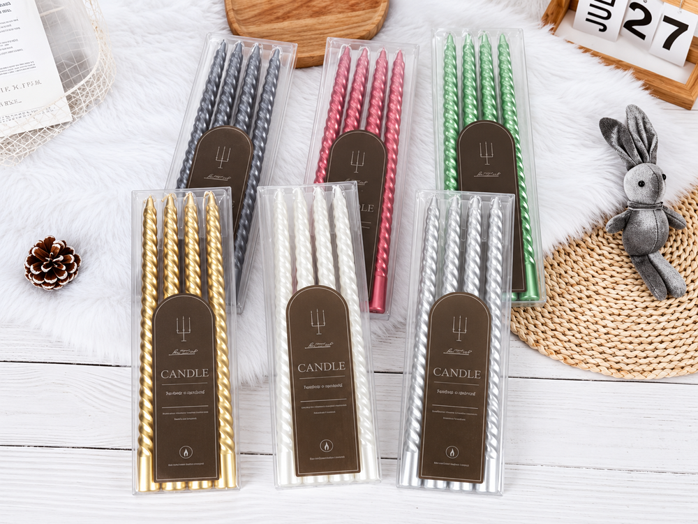 30 cm Metallic Spiral Candles, 4-Pack