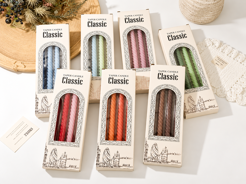 30 cm Muted-Color Twist Candles, 4-Pack