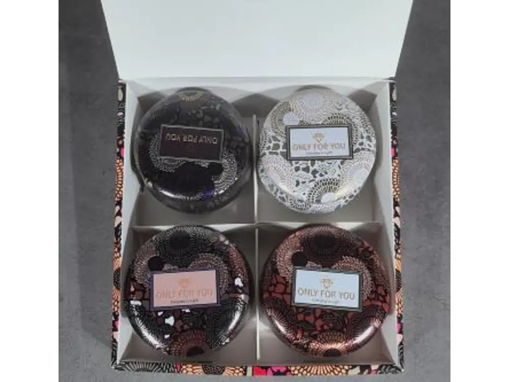 4-Piece Botanical Ornamental Tin Candle Set