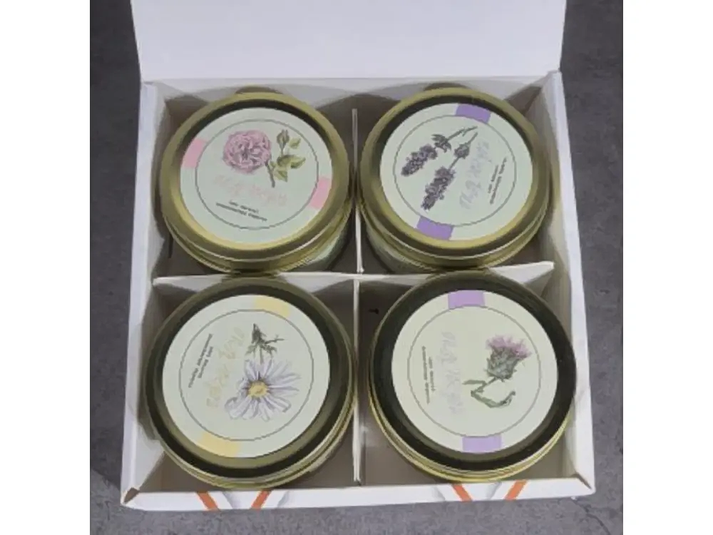 4-Piece Botanical Round Tin Candle Set