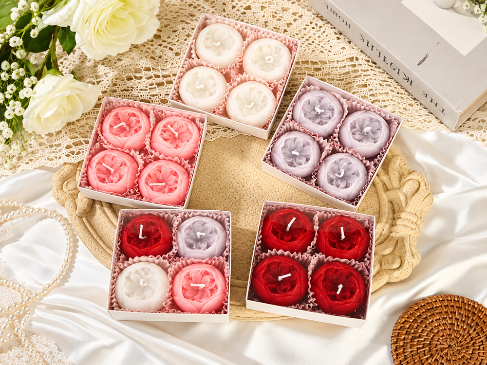 4-Piece Garden Rose Candle Gift Set