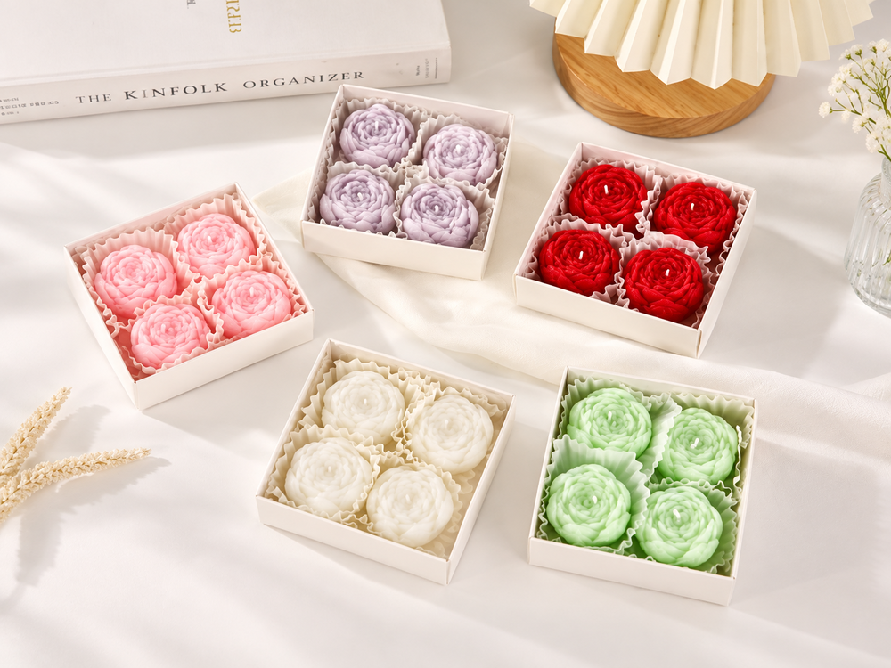 4-Piece Mini Rose Candle Gift Set