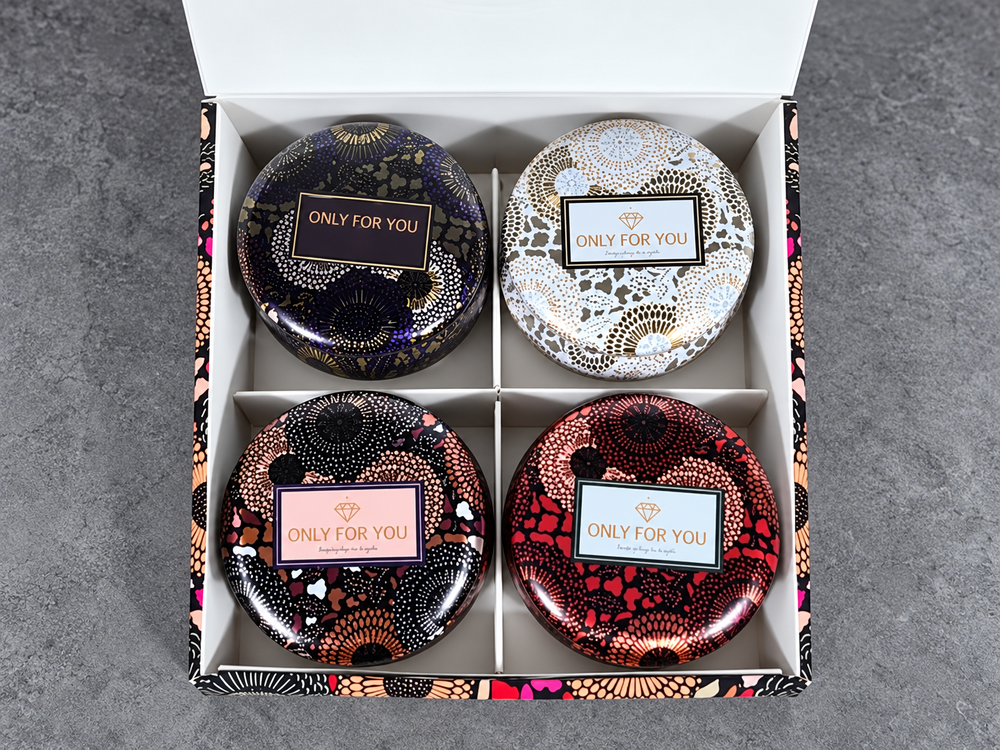 4-Piece Ornamental Tin Candle Gift Set