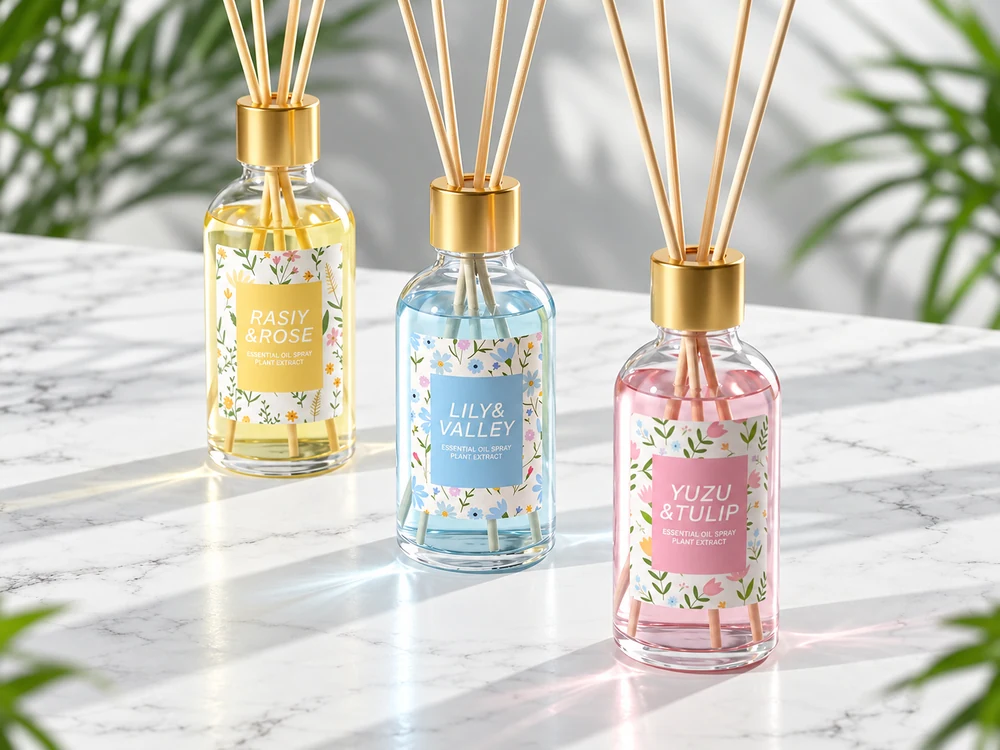 50 ml Botanical Label Glass Reed Diffuser