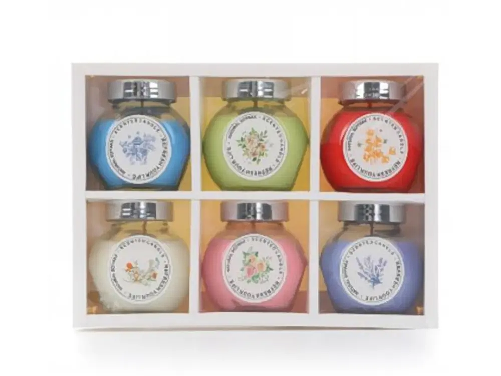 6-Piece Flat-Round Glass Candle Gift Set