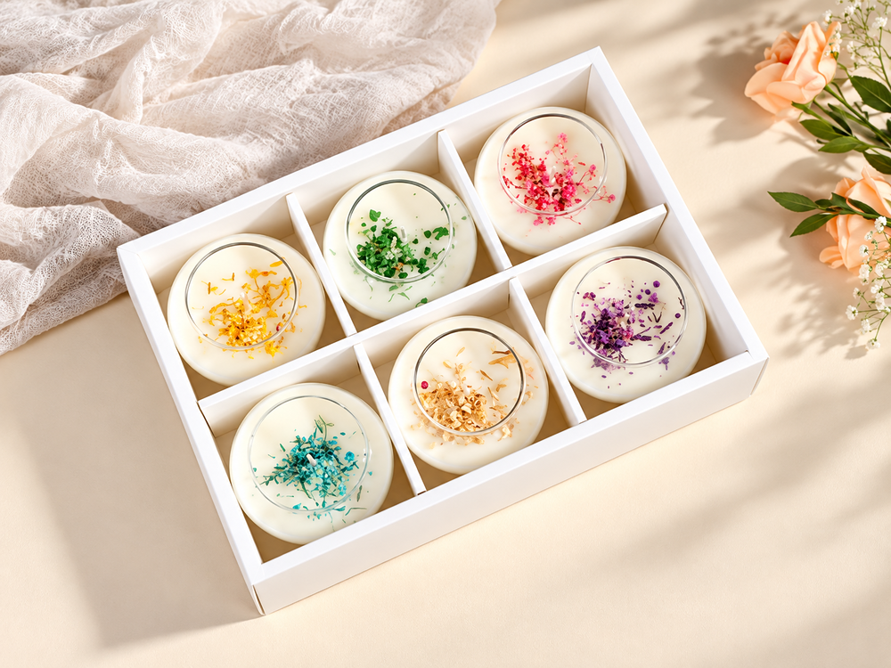 6-Piece Round Botanical Glass Candle Set