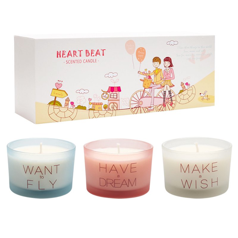 Custom Aroma Scented Wax Frosted Glass Jar Candle for Gift Set