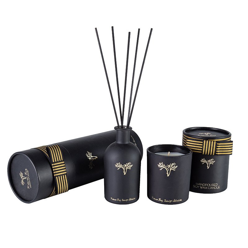 Custom Black Glass with Gold Foil Logo Scented Candle Luxury Aroma Diffuser