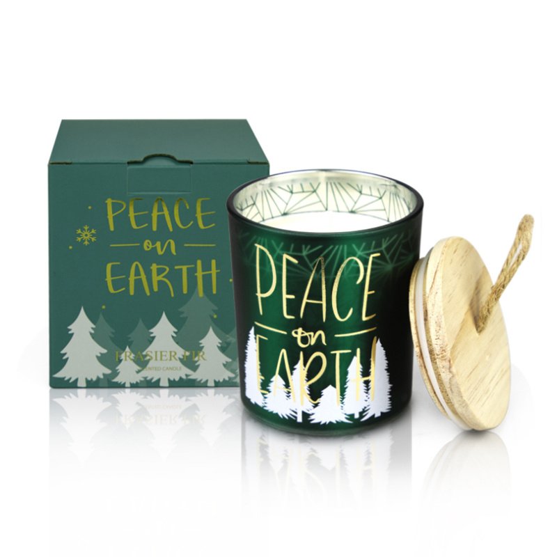 Custom Christmas Gift Set Fir Painted Glass Candle Jar Scented Holder