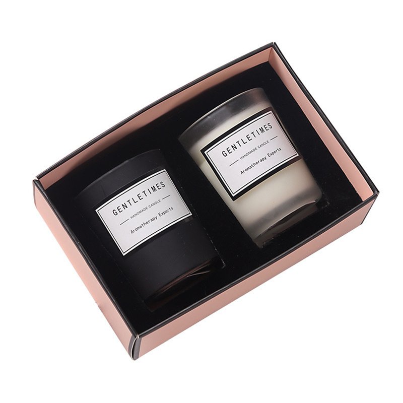 Custom Christmas Luxury Packaging Gift Colorful Scented Frosted Glass Jar Candle