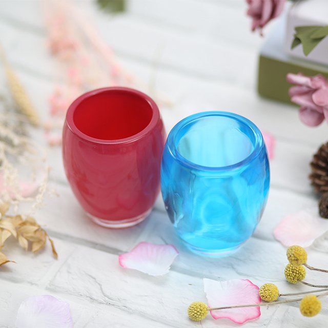 Custom Cheap Decorative Cylindrical Mini Colorful Clear Glass Candle Jar