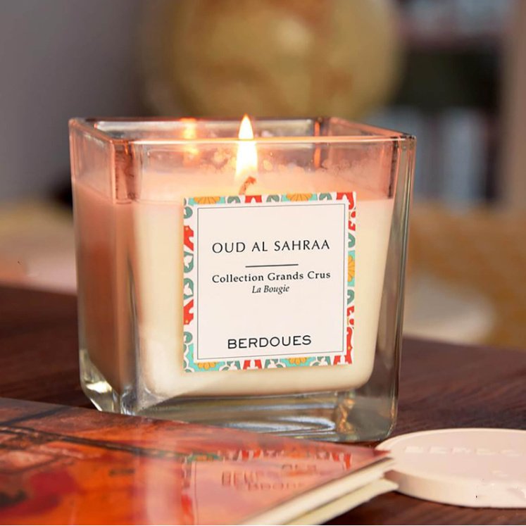 Custom Decaled Soy Wax Scented Square Glass Jars Candle