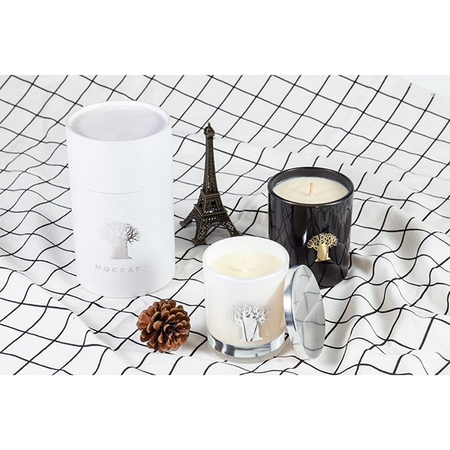 Custom-Printed Luxury Black and White Pillar Natural Scented 100% Soy Candle