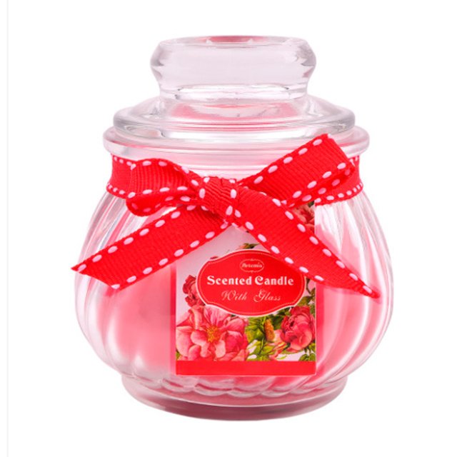 Custom Wedding Party Pumpkin Shaped Crystal Glass Candle with Lid