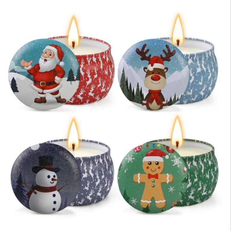 Custom Cute Pattern Packaging Box Christmas Tin Jar Candle